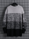 kkboxly  Men's Gradient Crew Neck Casual Plaid Stripe Knitted Sweater