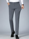 kkboxly Classic Design Dress Pants, Men's Formal Solid Color Slightly Stretch Dress Pants For Spring Summer Business