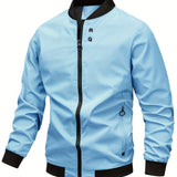 kkboxly  Fashionable Men's Trendy Zipper Versatile Stand Collar Windproof Jacket, Versatile And Comfortable, Suitable For Dates
