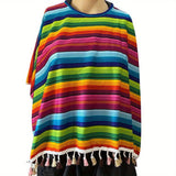 kkboxly  Multi Colored Mexican Poncho Costume Accessory, Cosplay For Halloween, Fiesta Events, Colorful Theme Fun And Festive Celebrations, Party Favor