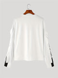 Plus Size Men's Contrast Color Sweatshirt Oversized Fashion Drawstring Tops, Men's Clothing