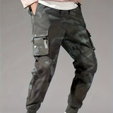 kkboxly Classic Design Multi Pocket Cargo Pants, Men's Casual Loose Fit Drawstring Cargo Pants/Joggers For Spring Summer Outdoor