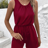 kkboxly  Sleeveless Summer Romper, Solid Casual Jumpsuit, Women's Clothing