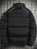 kkboxly  Men's Casual Warm Padded Jacket, Chic Stand Collar Warm Thick Coat For Fall Winter
