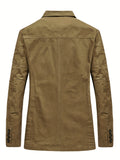 kkboxly  Men's Cotton Big Pocket Blazer, Men's Casual Lapel Button Up Jacket For Fall Winter Leisure Outdoor