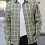 kkboxly  Plus Size Men's Plaid Shirt Oversized Long Sleeve Shirt For Fall Winter, Men's Clothing