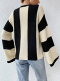 2025 kkboxly  Color Block Crew Neck Sweater, Casual Long Sleeve Loose Sweater For Spring & Fall, Women's Clothing