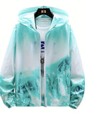 kkboxly  Men's Mountain Landscape Graphic Sun Protection Jacket Ultra Light Thin Breathable Leisure Sports Outdoor Cycling Jacket Hoodie Skin Clothing For Men & Women