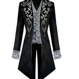 kkboxly Men's Halloween Costume: Vintage Steampunk Gothic Embroidered Victorian Tailcoat