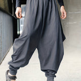 kkboxly kkboxly  Men's Solid Cotton Harem Pants, Casual Streetwear Loose Pants For Outdoor