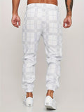 kkboxly kkboxly  Men's Retro Plaid Joggers, Men's Casual Stretch Waist Drawstring Thin Sports Pants Sweatpants For Spring Summer