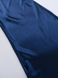 realaiot  Backless Halter Neck Dress, Stylish Sleeveless Floor Length Mermaid Dress, Women's Clothing