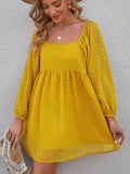 kkboxly  Square Neck Puff Sleeve Dress, Casual Every Day Dress For Spring & Summer, Women's Clothing