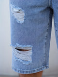 kkboxly  Men's New Washed Ripped Denim Shorts For Spring And Summer