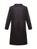 kkboxly  Men's Elegant Single Breasted Trench Coat, Casual Lapel Warm Overcoat For Fall Winter Business Leisure Activities