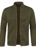 kkboxly  Elegant Mid Stretch Cardigan, Men's Casual Full Zip Up Cardigan Sweater Coat For Fall Winter