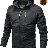 kkboxly  Men's Warm Thick Hooded Windbreaker Jacket, Casual Jacket For Fall Winter Outdoor Activities