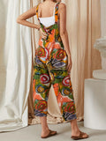kkboxly  Abstract Print Overall Jumpsuit, Casual Button Overall Jumpsuit For Spring & Summer, Women's Clothing