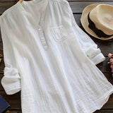 kkboxly   Solid Button Front Blouse, Casual V Neck Long Sleeve Blouse, Women's Clothing