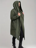 kkboxly  Trendy Solid Windbreaker Warm Men's Hooded Jacket Casual Long Sleeve Hoodies Open Front Cardigan Cape Cloak Hooded Coat For Spring Fall