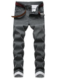 kkboxly  Classic Design Slim Fit Jeans, Men's Casual Street Style Distressed Medium Stretch Denim Pants For Four Seasons