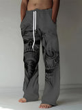 kkboxly kkboxly  Men's Drawstring Wide Leg Pants Beach Pant Trendy Pattern Casual Baggy Pants Yoga Trousers Streetwear Hiphop Rapper Style