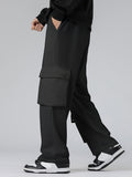 kkboxly  Solid Loose Men's Cargo Style Drawstring Casual Pants With Multiple Pockets For Spring Fall Outdoor