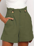 kkboxly  Solid Wide Leg Shorts, Sexy High Waist Ruched Versatile Summer Shorts, Women's Clothing