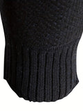 kkboxly  Warm Color Block Fleece Jacket, Men's Casual Comfortable Baseball Collar Zip Up Knitted Cardigan For Fall Winter, Men's Tops