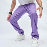 Y2K Violet Loose Fit Jeans, Men's Casual Retro Style Denim Pants For Spring Summer