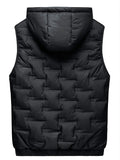 kkboxly  Men's Casual Vest Padded Black Zip Up Hooded Vest Jacket Gifts