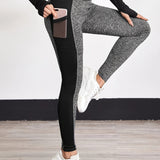 kkboxly  Women's Seamless Stitching Yoga Pants with Mesh Pockets - High Stretch & Perfect for Running, Fitness & Sports!
