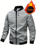 kkboxly  Solid Color Men's Stand Collar Jacket Casual Long Sleeve With Zipper Gym Sports Coat For Spring Fall
