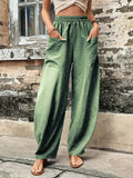 2025 kkboxly  Boho Solid Elastic Waist Harem Pants, Casual Long Length Baggy Pants With Pockets For Spring & Summer, Women's Clothing