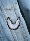 kkboxly  Men's Chic Ripped Denim Jacket, Casual Street Style Patchwork Denim Coat