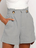 kkboxly  Solid Wide Leg Shorts, Sexy High Waist Ruched Versatile Summer Shorts, Women's Clothing