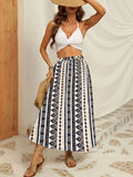 kkboxly  Tribal Print High Waist Skirts, Vacation Comfy Maxi Skirts, Women's Clothing