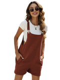 kkboxly  Solid Cami Jumpsuit, Casual Sleeveless Comfy Short Length Jumpsuit With Pockets, Women's Clothing