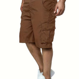 kkboxly  Classic Design Cargo Shorts, Men's Casual Multi Pocket Loose Fit Cargo Shorts For Summer Outdoor