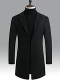 kkboxly  Classic Design Trench Coat, Men's Semi-formal Button Up Lapel Overcoat For Fall Winter Business