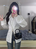 kkboxly  Solid Cross Tie Blouse, Casual Long Sleeve Blouse For Spring & Fall, Women's Clothing