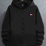 kkboxly  Color Blocks Print Men's Hooded Coat Casual Long Sleeve Hoodies With Zipper Gym Sports Hooded Jacket For Spring Fall