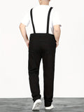 Plus Size Men's Solid Fashion Denim Overalls, Casual Loose Fit Jeans Denim Pants Spring Fall Winter Pants, Men's Clothing