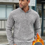 Men's Half Open Zipper Knitted Pullover Slim Fit Men's Small High Neck Thickened Long Sleeve Sweater, For Autumn And Winter