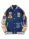 kkboxly Men's Oversize Vintage Baseball Jacket with Embroidered Letters Print - Perfect Gift for Him!