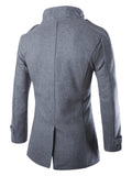 kkboxly Men's Stylish Woolen Pea Coat: Keep Warm in Style This Winter with a Double Breasted Stand Collar Overcoat
