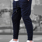 kkboxly  Solid Color Men's Spring Summer Thin Drawstring Sweatpants With Pockets For Outdoor, Running Jogging