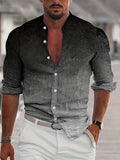 kkboxly  Men's Shirt Top Ombre Turn-Down Collar Long Sleeves Closure Regular Fit Male Casual Shirt For Daily