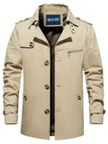 kkboxly  Men's Elegant Single Breasted Trench Coat For Fall Winter