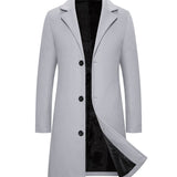 kkboxly Stay Warm and Stylish in This Men's Mid-Length Woolen Trench Coat Jacket